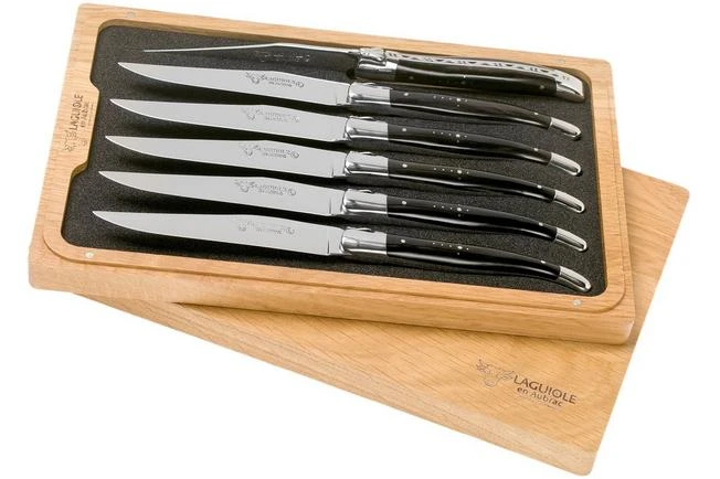 Laguiole En Aubrac Steak Knife Set 6-pcs Buffalo Horn 3 Laguiole En Aubrac Steak Knife Set 6-pcs Buffalo Horn