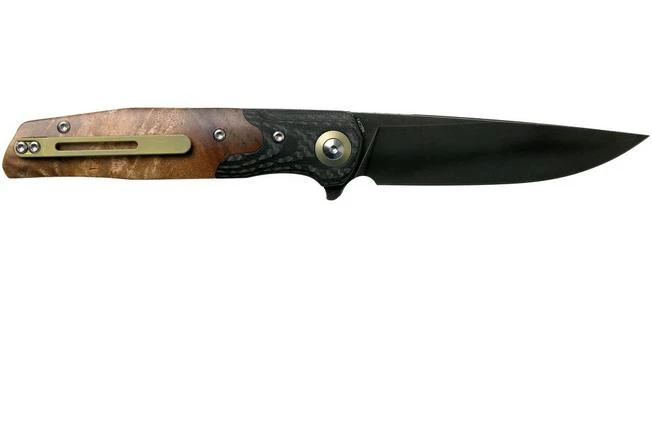 Bestech Ascot G10 & Carbon Fibre With Root Wood BG19D Black Pocket Knife 4 Bestech Ascot G10 & Carbon Fibre With Root Wood BG19D Black Pocket Knife - Image 2