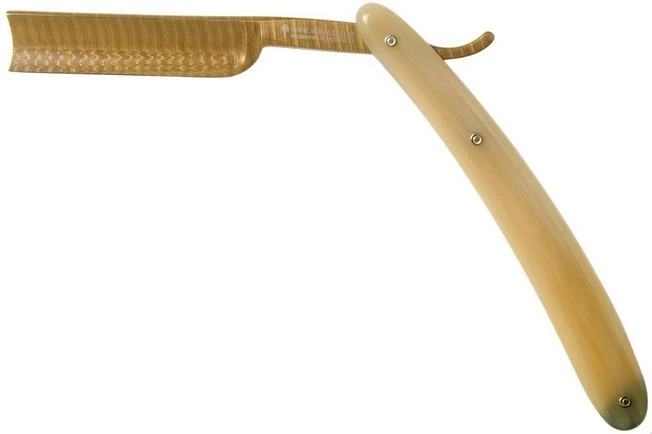 Böker Manufaktur Damascus Horn Straight Razor 140524DAM 3 Böker Manufaktur Damascus Horn Straight Razor 140524DAM