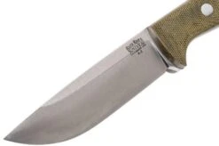 Bark River Bravo 1 A2 Rampless, Green Canvas Micarta, Brown Sheath -Knife Hub Shop BRK07 111GNC RS 03 bark river brk07 111gnc rs 03