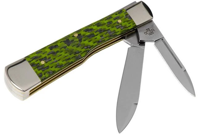 Case Gunstock Green & Black Carbon Fibre-G10 Weave Smooth, 50715, 102130 SS Pocket Knife 4 Case Gunstock Green & Black Carbon Fibre-G10 Weave Smooth, 50715, 102130 SS Pocket Knife - Image 2
