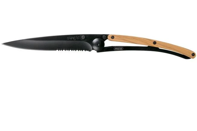 Deejo Wood Black Serrated, 37g, Olive Wood, 1GB000501, Pocket Knife 3 Deejo Wood Black Serrated, 37g, Olive Wood, 1GB000501, Pocket Knife