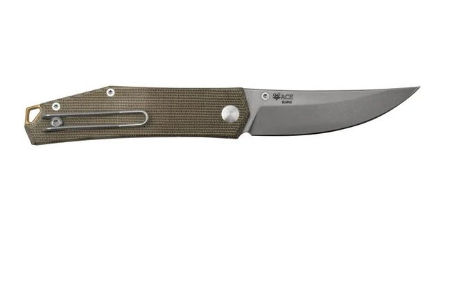 GiantMouse ACE Clyde Green Canvas Micarta, Brass, Pocket Knife, Ansø En Voxnaes Design 4 GiantMouse ACE Clyde Green Canvas Micarta, Brass, Pocket Knife, Ansø En Voxnaes Design - Image 2