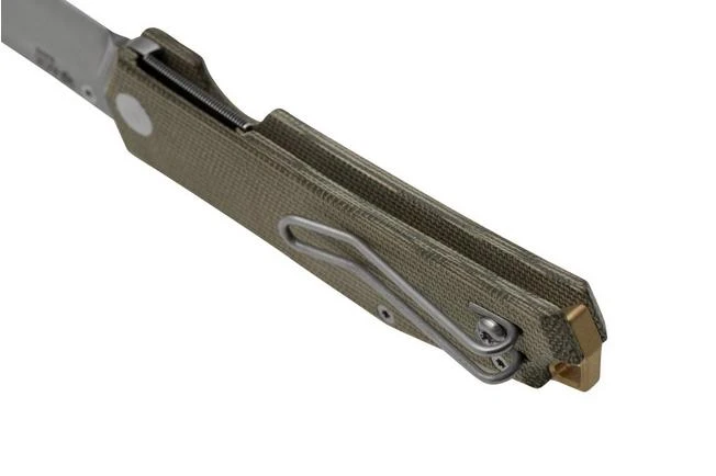 GiantMouse ACE Clyde Green Canvas Micarta, Brass, Pocket Knife, Ansø En Voxnaes Design 6 GiantMouse ACE Clyde Green Canvas Micarta, Brass, Pocket Knife, Ansø En Voxnaes Design - Image 4