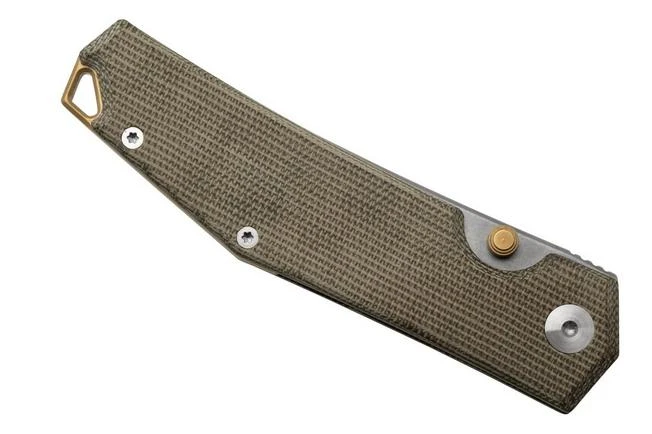 GiantMouse ACE Clyde Green Canvas Micarta, Brass, Pocket Knife, Ansø En Voxnaes Design 8 GiantMouse ACE Clyde Green Canvas Micarta, Brass, Pocket Knife, Ansø En Voxnaes Design - Image 6