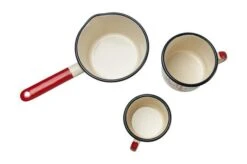 Knivesandtools Enamel Set E-SET-01, Mugs 8 Cm, 10 Cm & Saucepan 14 Cm, Enamel Crockery -Knife Hub Shop KT E SET 01 04 kato