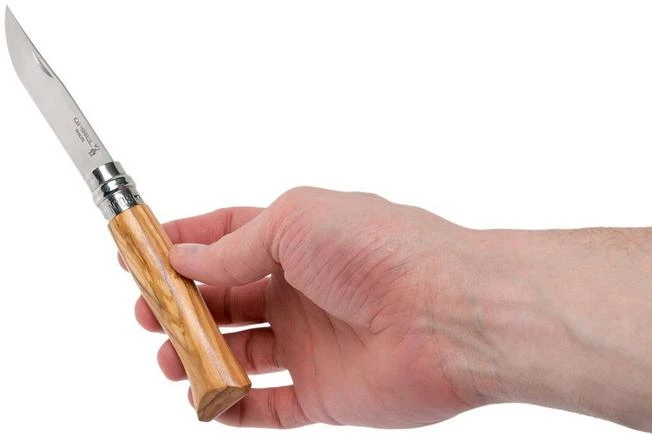 Opinel Pocket Knife No. 8 Luxury Range With Leather Sheath, Olive Wood 10 Opinel Pocket Knife No. 8 Luxury Range With Leather Sheath, Olive Wood - Image 8