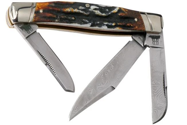 Rough Ryder Stockman Cinnamon Stag RR2160 Damascus Slipjoint Pocket Knife 4 Rough Ryder Stockman Cinnamon Stag RR2160 Damascus Slipjoint Pocket Knife - Image 2