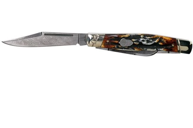 Rough Ryder Stockman Cinnamon Stag RR2160 Damascus Slipjoint Pocket Knife 5 Rough Ryder Stockman Cinnamon Stag RR2160 Damascus Slipjoint Pocket Knife - Image 3