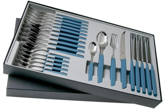 Victorinox Swiss Modern 6.9096.12W2.24, 24-piece Cutlery Set With Steak Knife, Blue 4 Victorinox Swiss Modern 6.9096.12W2.24, 24-piece Cutlery Set With Steak Knife, Blue - Image 2