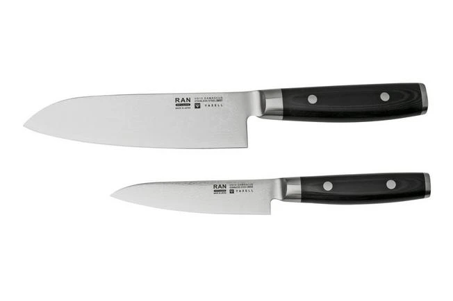 Yaxell Ran 36056, 3-piece Knife Set Santoku 16.5 Cm, Universal Knife 12 Cm And Knife Sharpener 3 Yaxell Ran 36056, 3-piece Knife Set Santoku 16.5 Cm, Universal Knife 12 Cm And Knife Sharpener