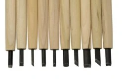 Yoshiharu W-10 Mitomoto Japanese Wood Carving Knives, Set Of 10 In Cloth Pouch -Knife Hub Shop YSH 016 03 yoshiharu