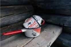 Knivesandtools Enamel Set E-SET-01, Mugs 8 Cm, 10 Cm & Saucepan 14 Cm, Enamel Crockery -Knife Hub Shop knivesandtools enamelware 10